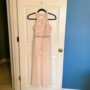 Speechless Kids girls’ size 16 pale blush floral lace sparkle romper dress